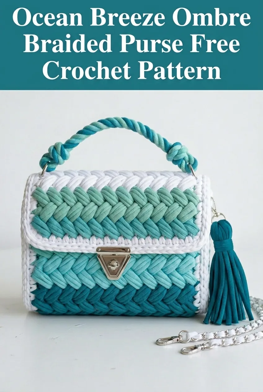 Ocean Breeze Ombre Braided Purse Free Crochet Pattern