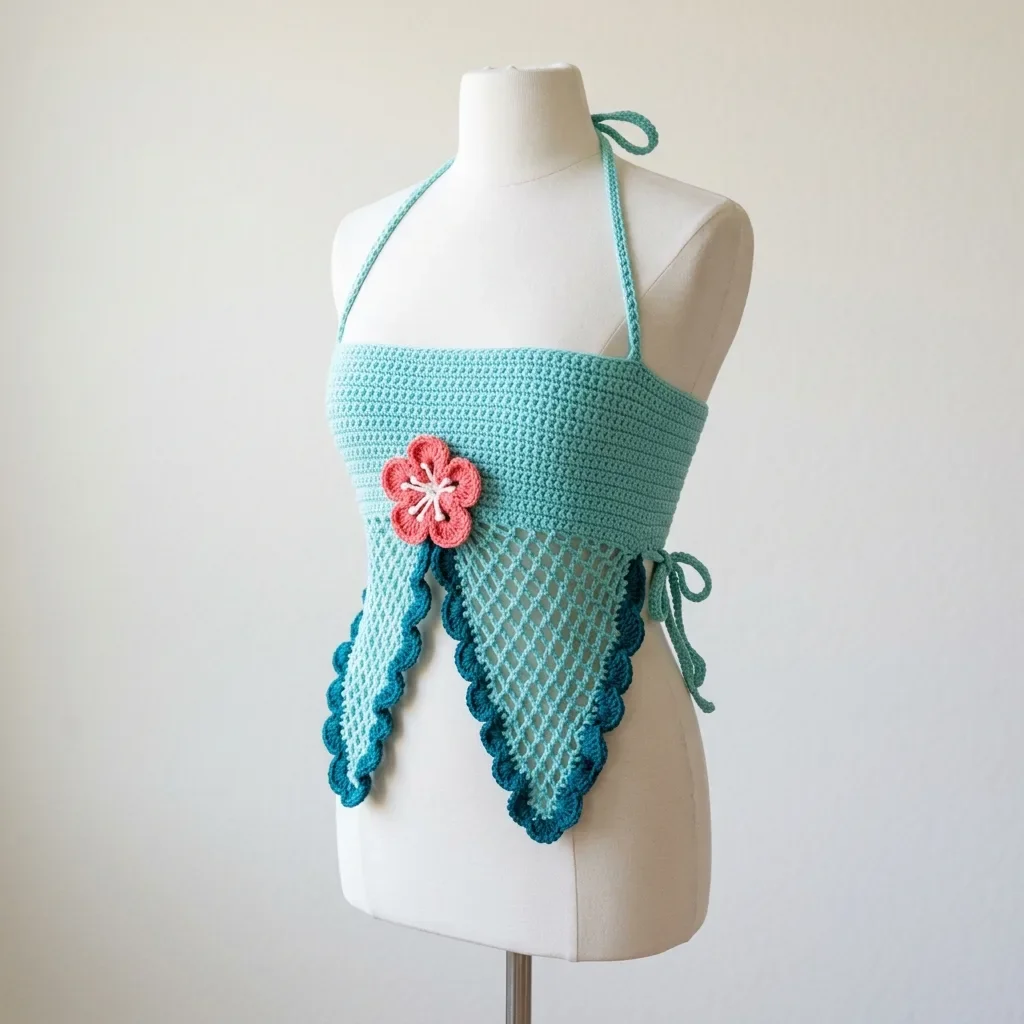 Ocean Wave Butterfly Halter Top Free Crochet Pattern