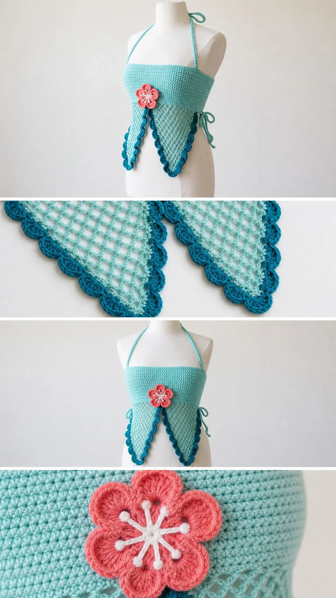 Ocean Wave Butterfly Halter Top Free Crochet Pattern