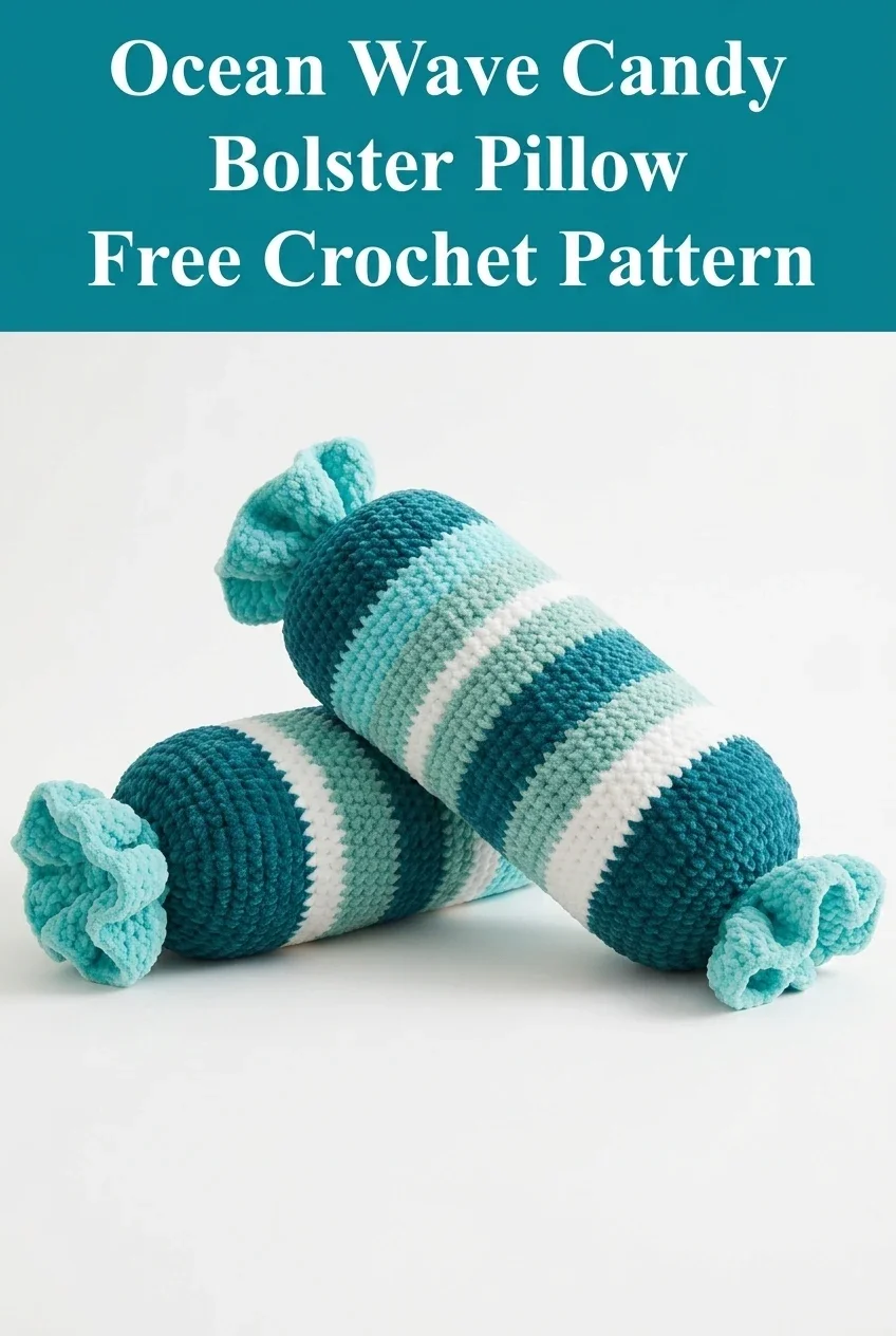 Ocean Wave Candy Bolster Pillow Free Crochet Pattern