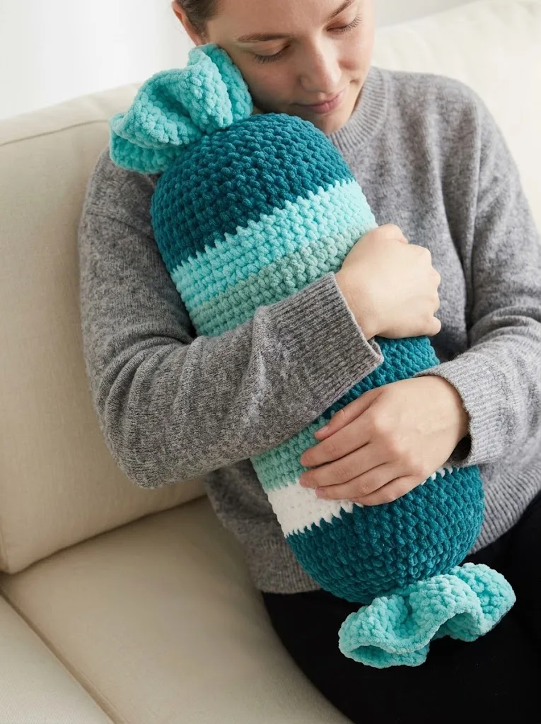Ocean Wave Candy Bolster Pillow Free Crochet Pattern