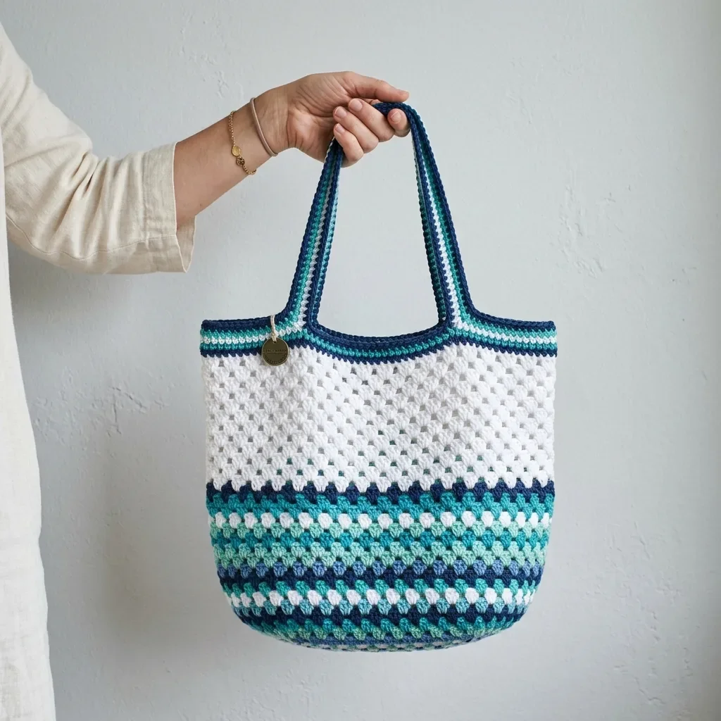 Ocean Wave Granny Tote Bag Free Crochet Pattern