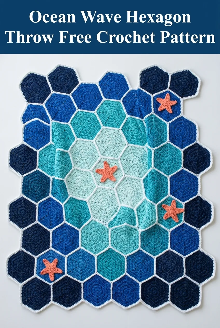Ocean Wave Hexagon Throw Free Crochet Pattern