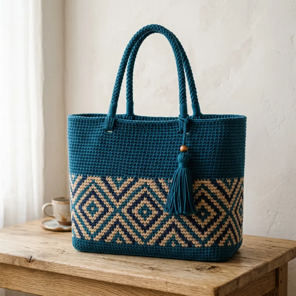 Ocean Wave Tapestry Tote Bag Free Crochet Pattern