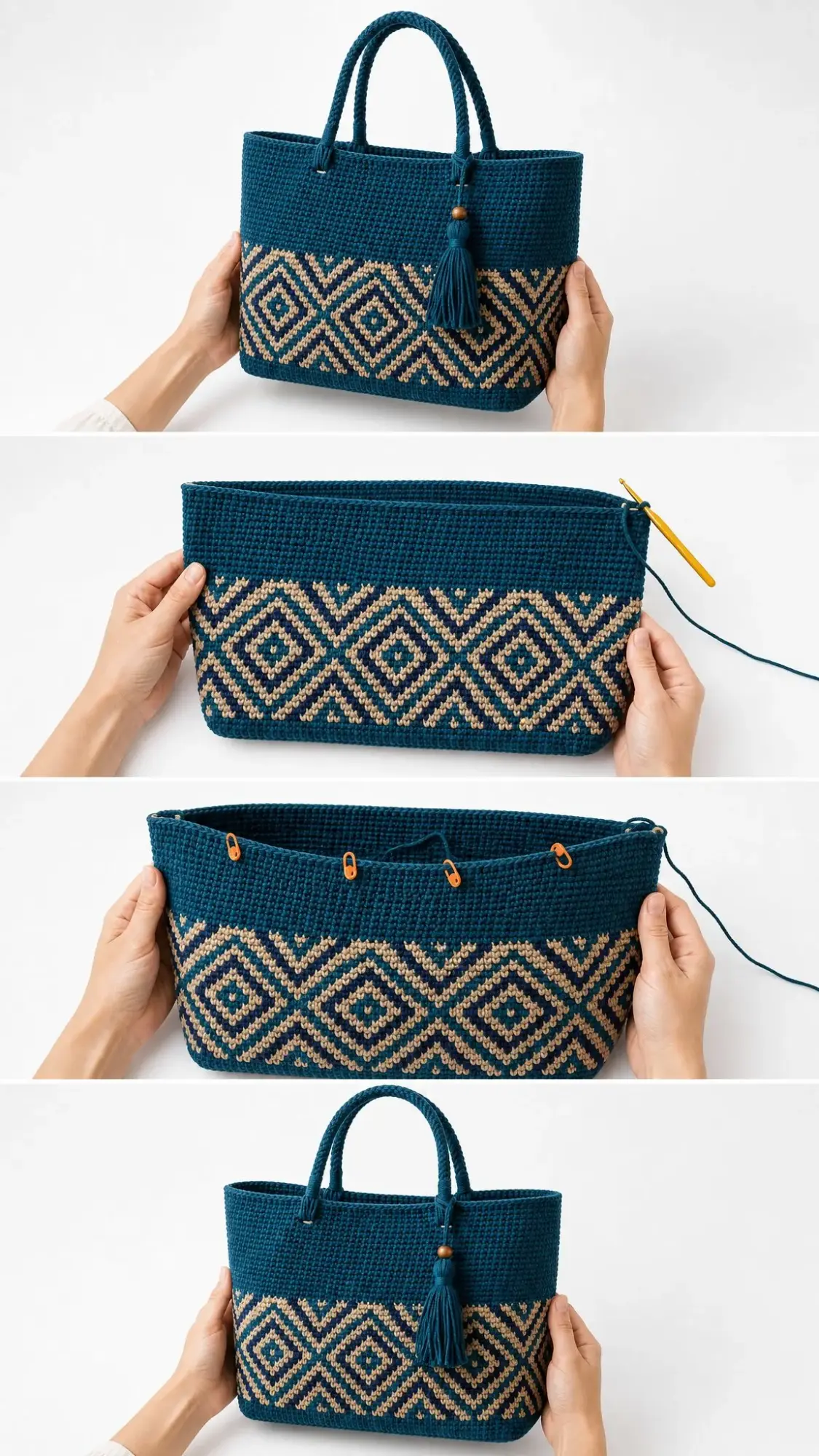 Ocean Wave Tapestry Tote Bag Free Crochet Pattern