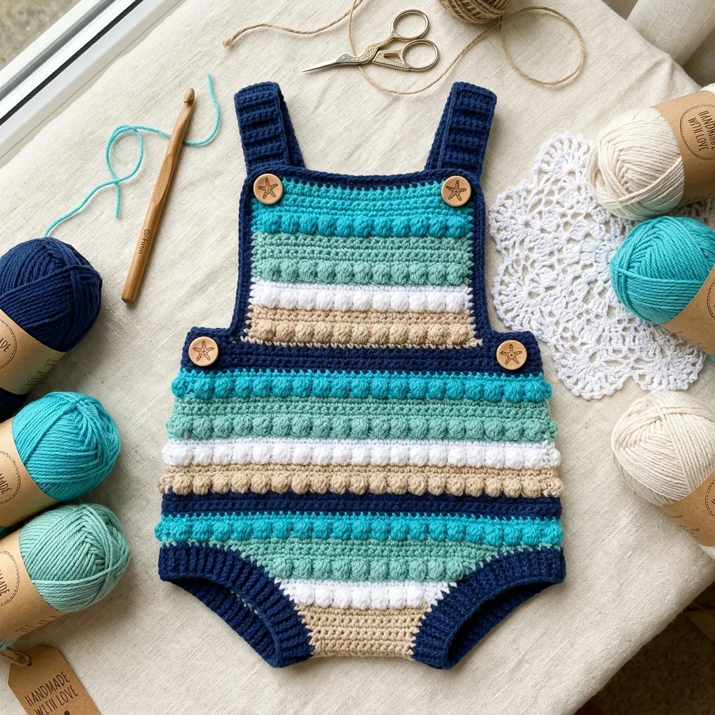 Ocean Waves Baby Romper Free Crochet Pattern