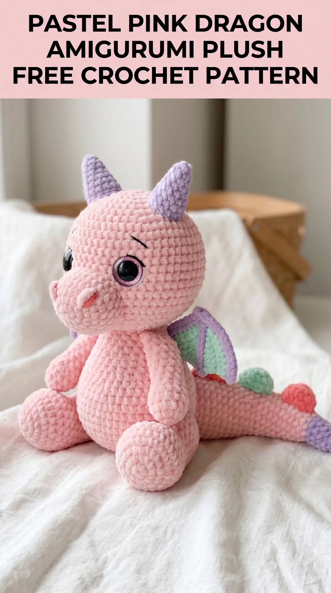 Pastel Pink Dragon Amigurumi Plush Free Crochet Pattern