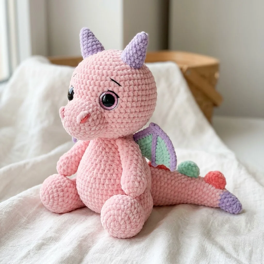 Pastel Pink Dragon Amigurumi Plush Free Crochet Pattern