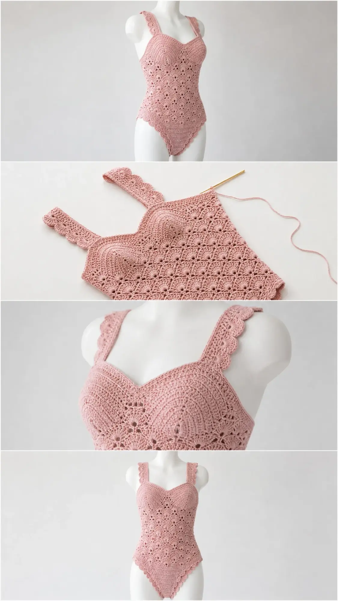 Pastel Rainbow Shell Stitch Bodysuit Free Pattern