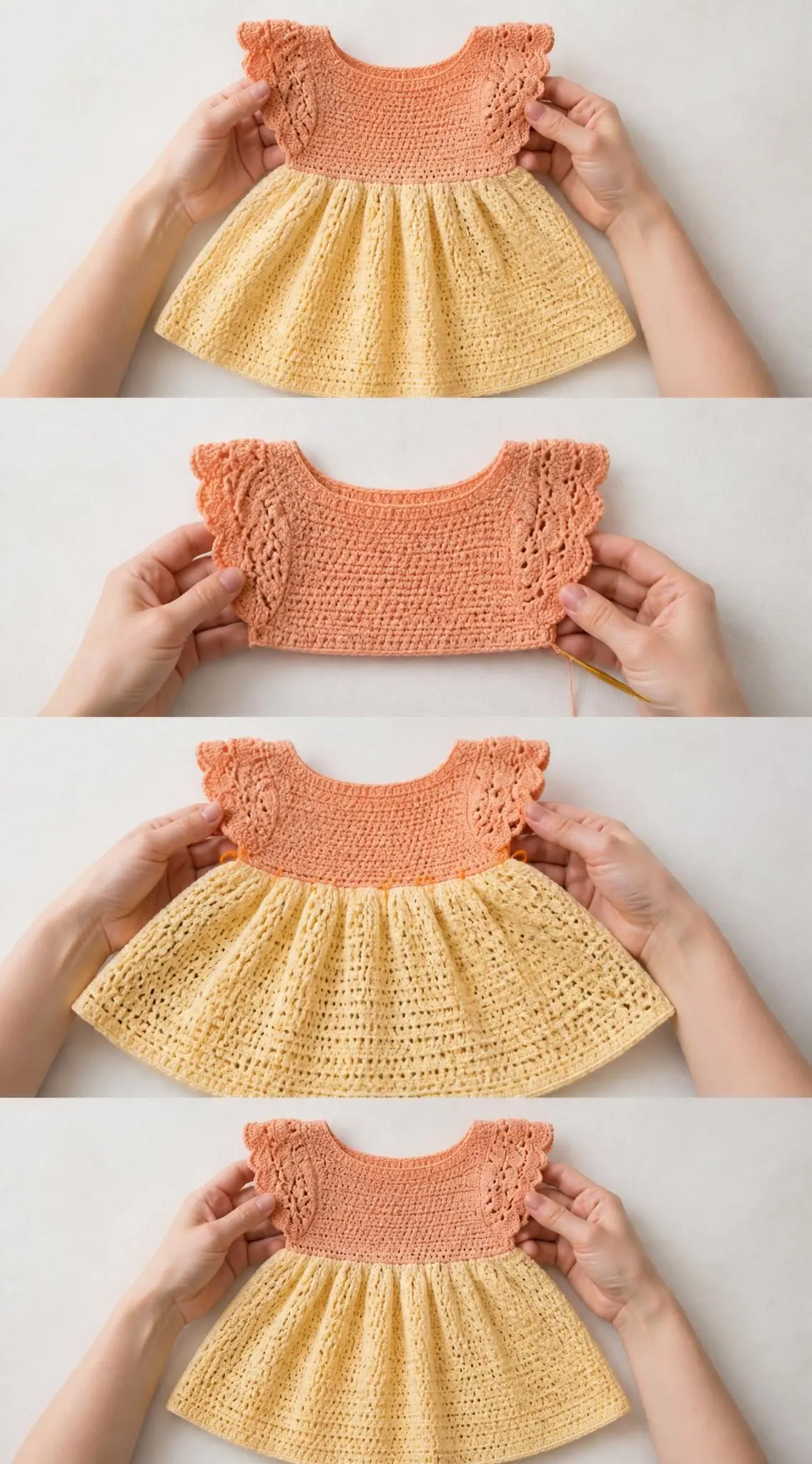 Peach Blossom Flutter Dress Free Crochet Pattern