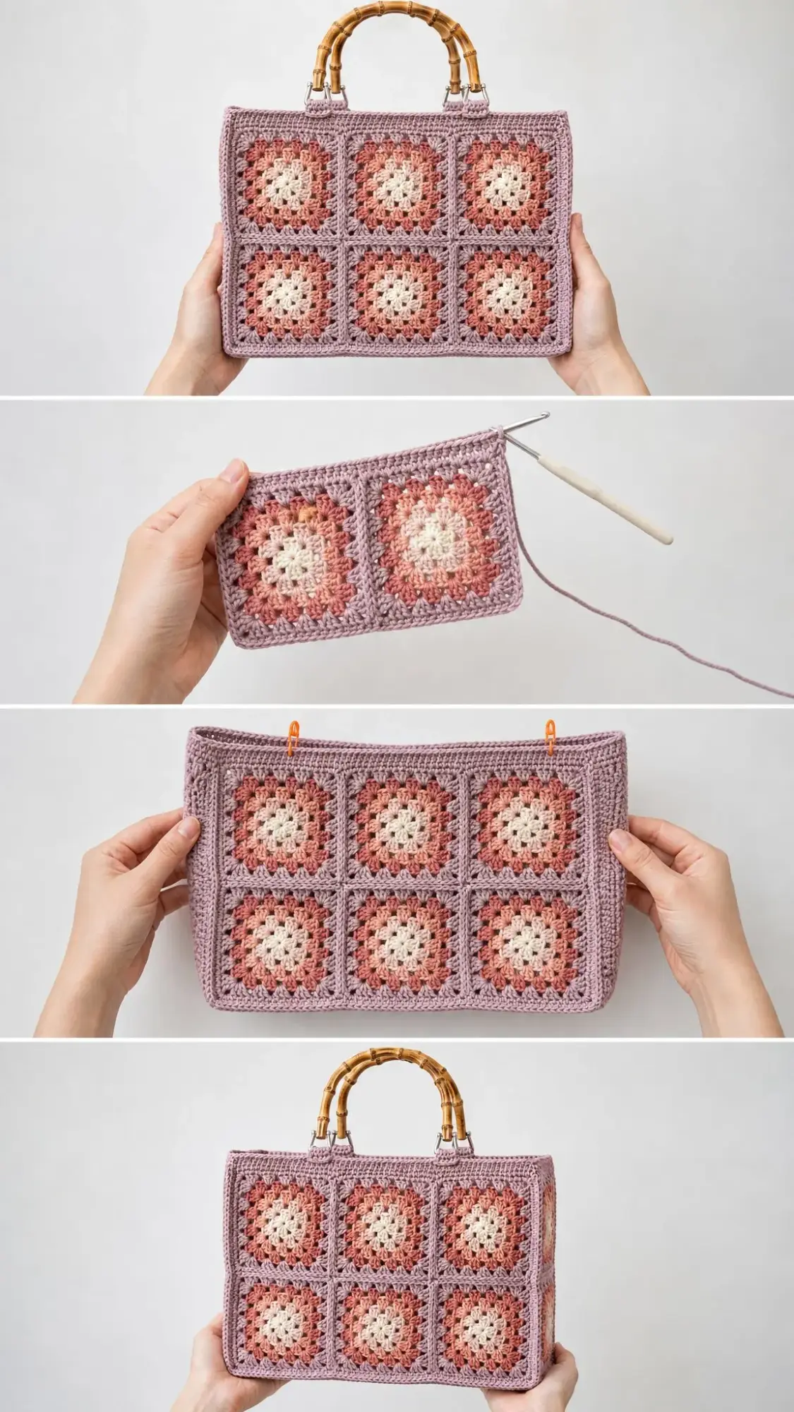 Pink Ombre Granny Square Purse Free Crochet Pattern