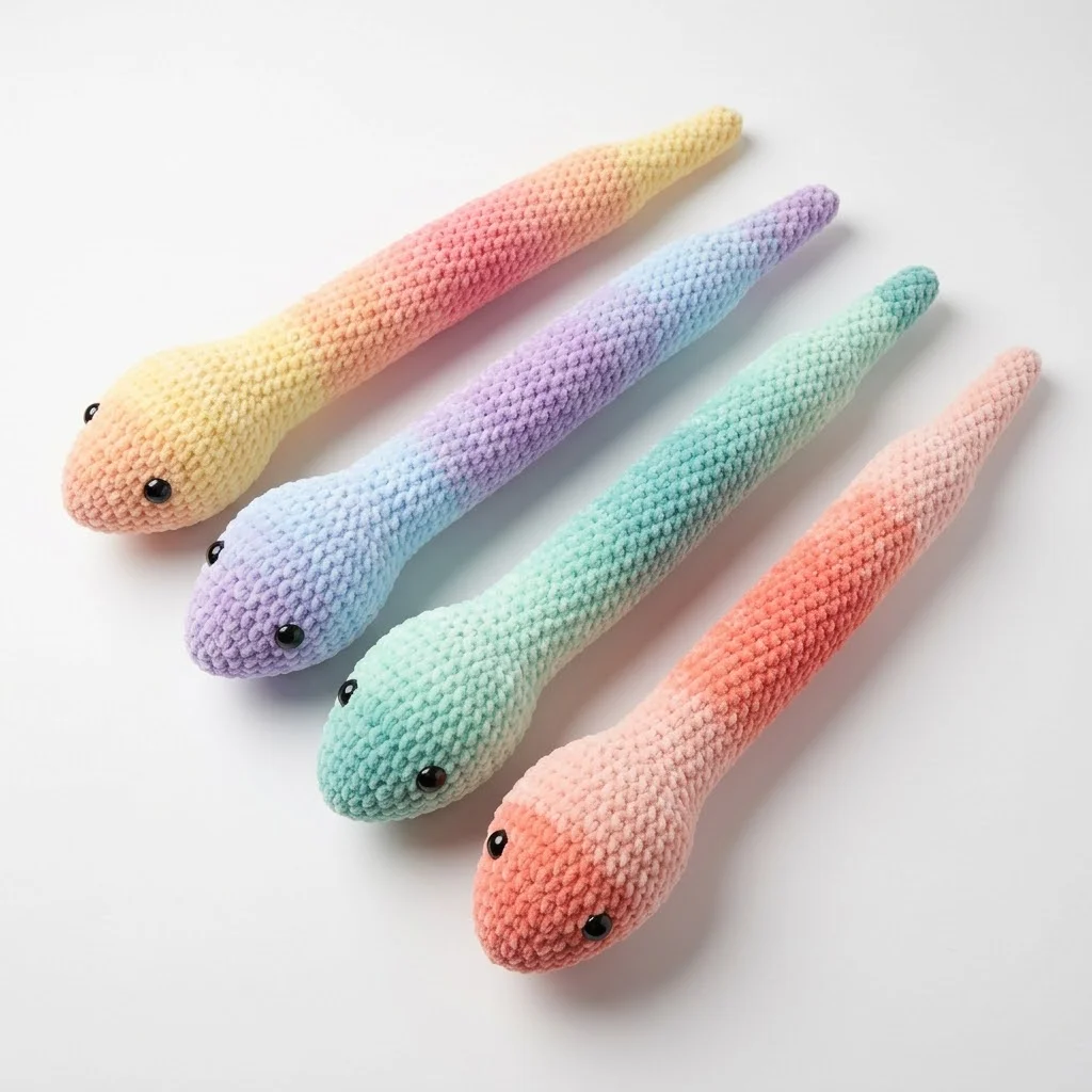 Rainbow Pastel Snake Plushie Free Crochet Pattern