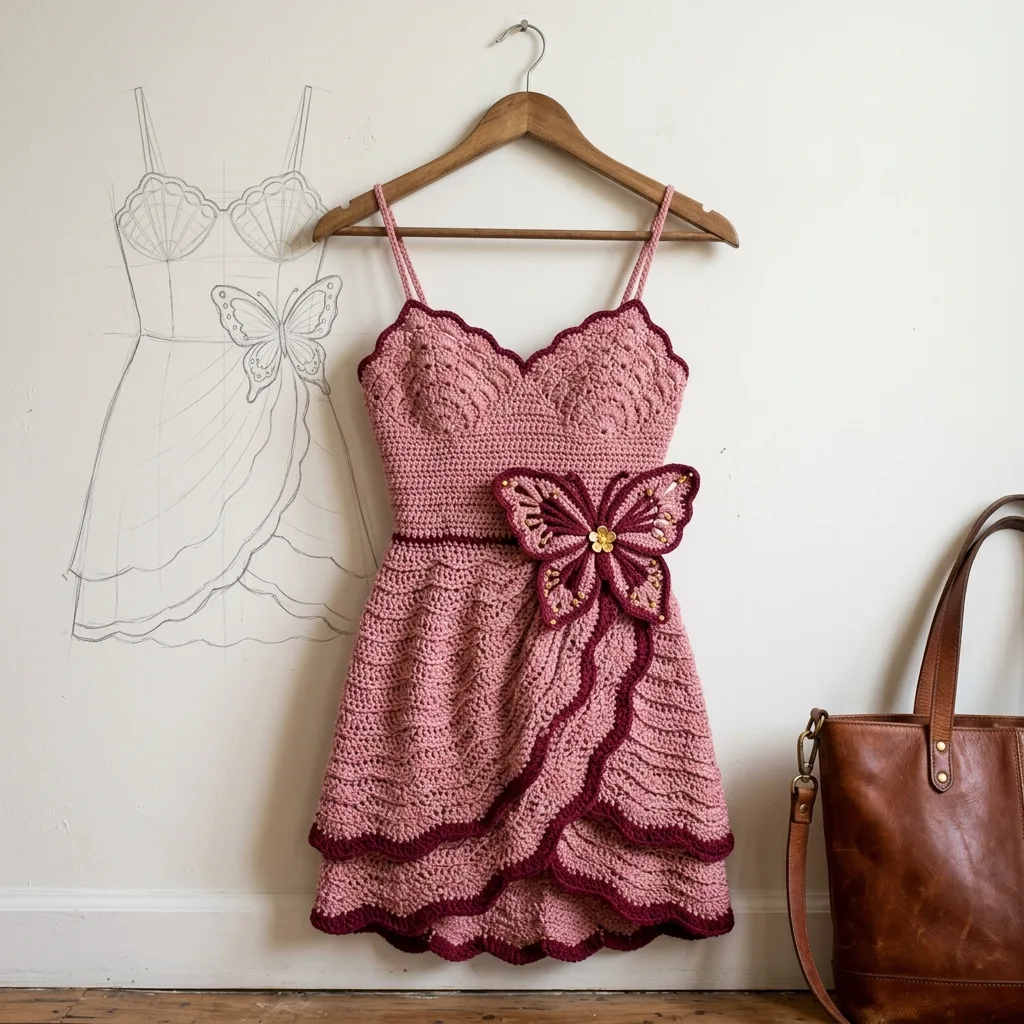 Rose Gold Monarch Crochet Mini Dress Free Pattern