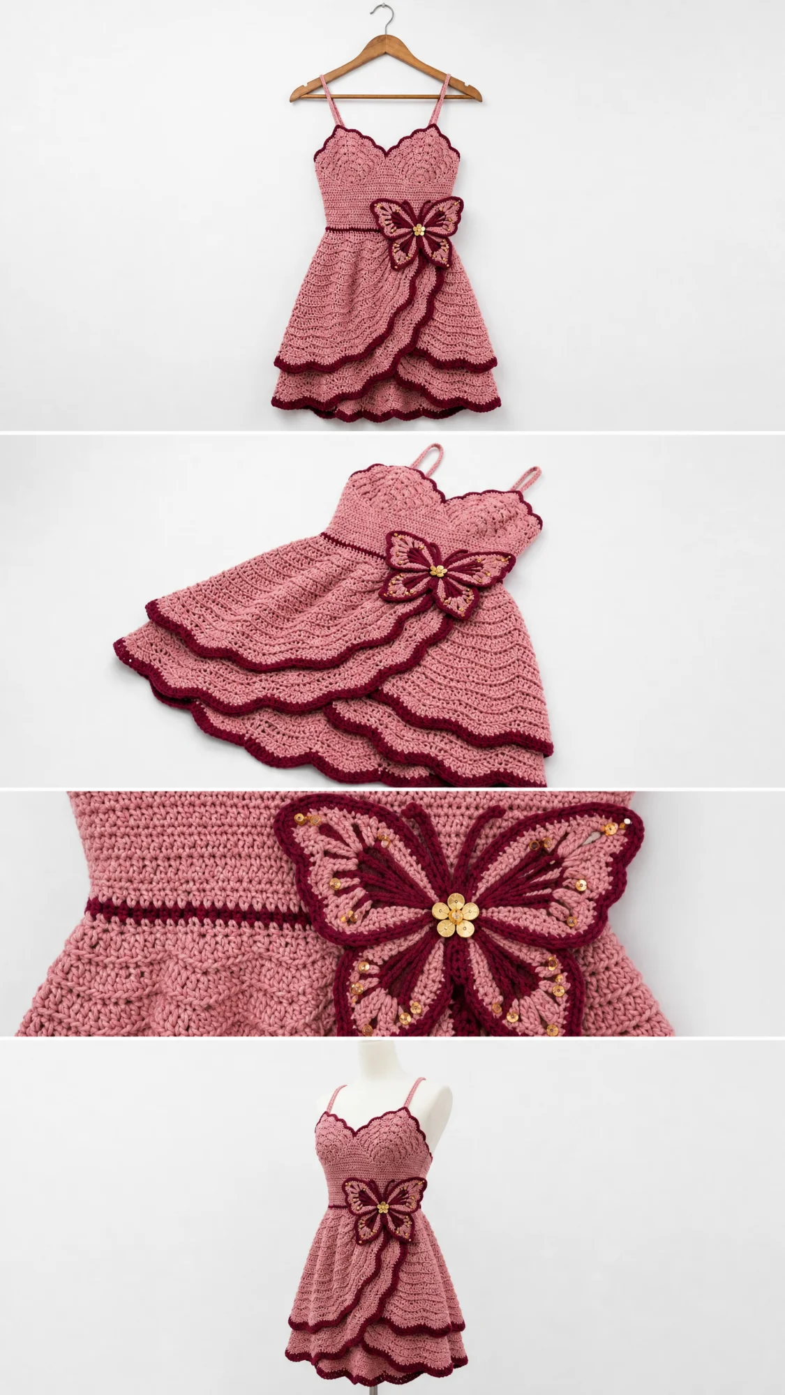Rose Gold Monarch Crochet Mini Dress Free Pattern