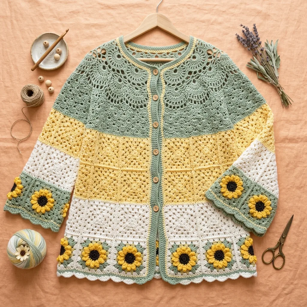 Sage Garden Lace Cardigan Free Crochet Pattern