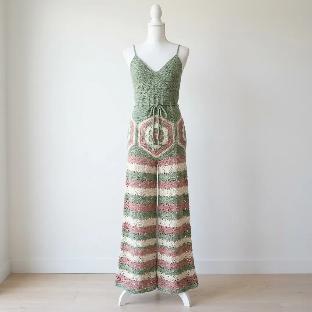Sage Green Lacy Crochet Jumpsuit Free Crochet Pattern