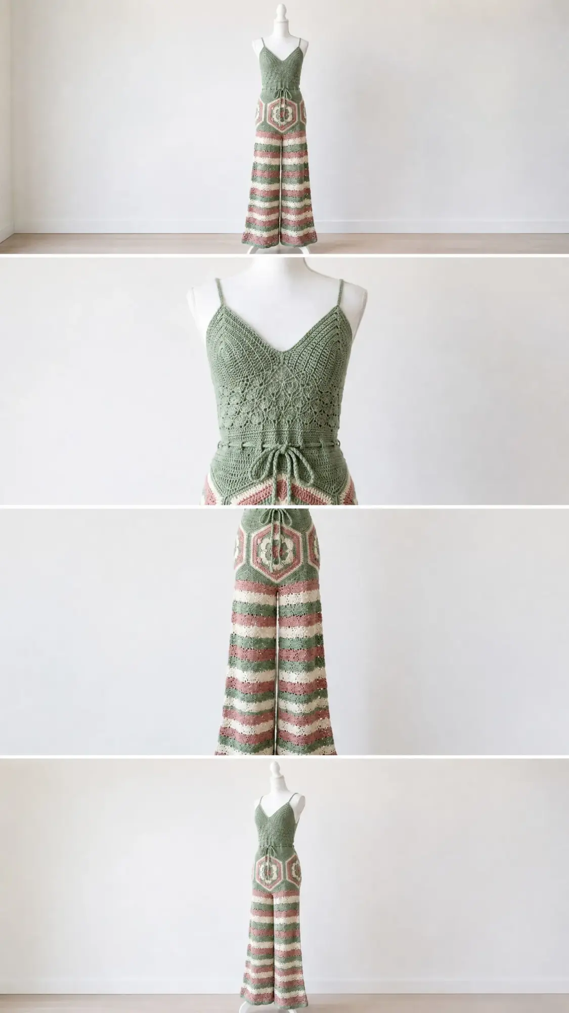 Sage Green Lacy Crochet Jumpsuit Free Crochet Pattern