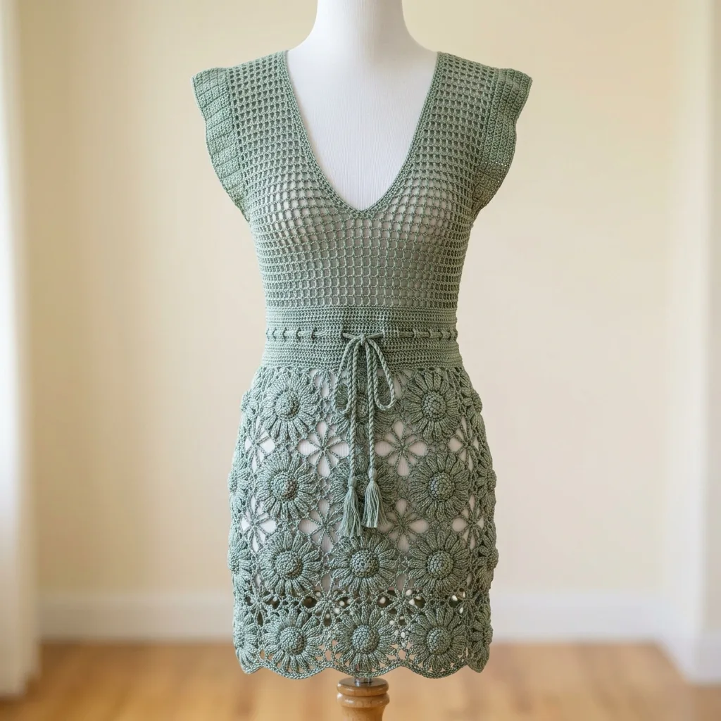 Sage Green Mesh Cover Up Free Crochet Pattern