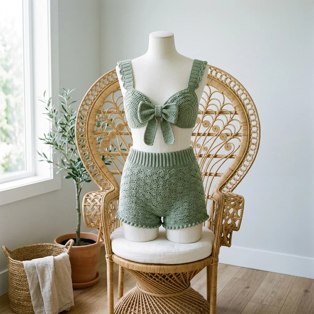 Sage Green Shell Stitch Lounge Set Free Crochet Pattern