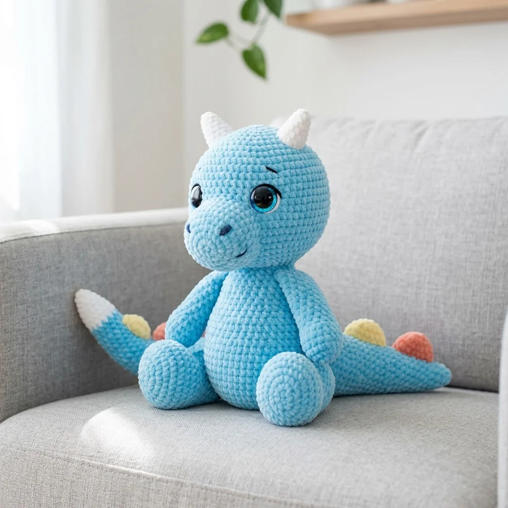 Sky Blue Dragon Amigurumi Plush Free Crochet Pattern