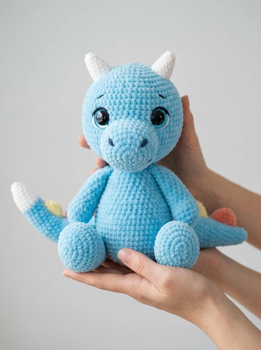 Sky Blue Dragon Amigurumi Plush Free Crochet Pattern