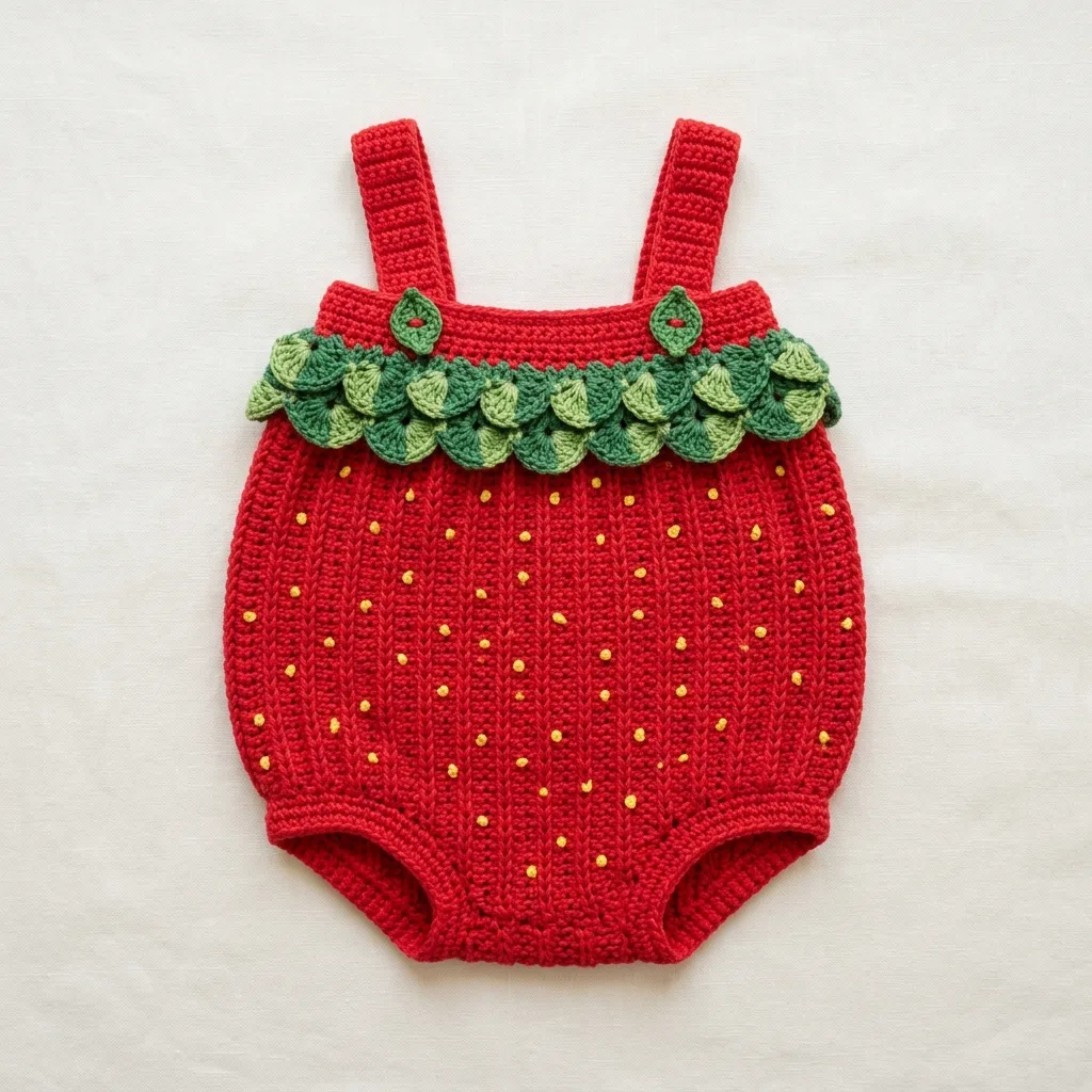 Strawberry Baby Romper Free Crochet Pattern