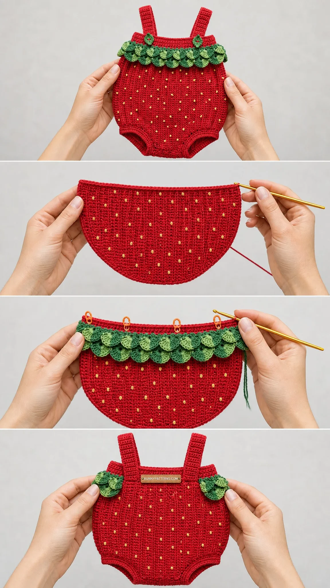 Strawberry Baby Romper Free Crochet Pattern