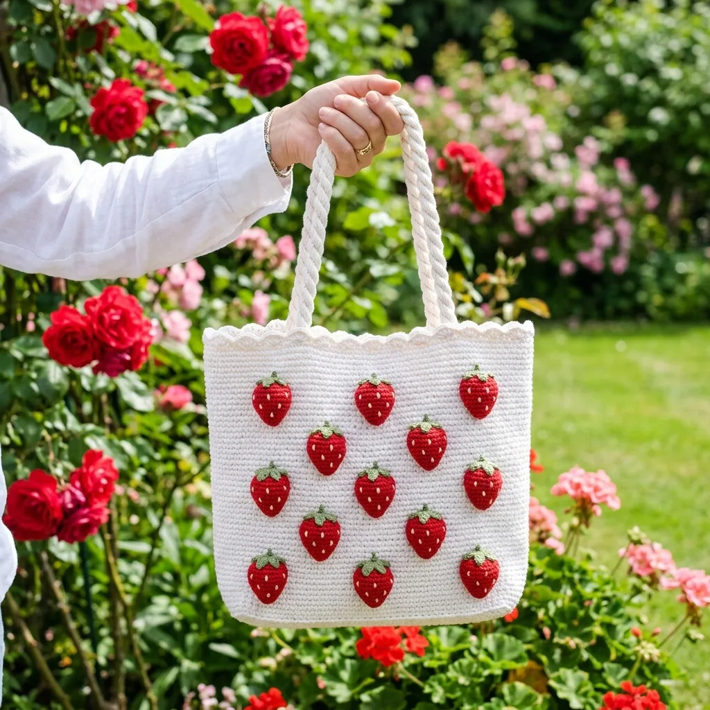 Strawberry Summer Tote Free Crochet Pattern