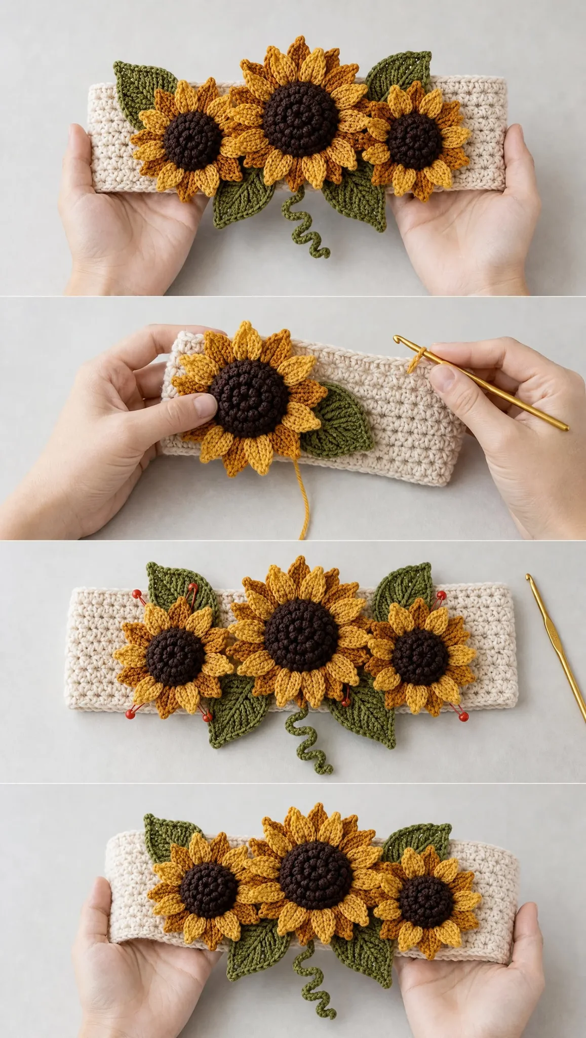 Sunflower Curtain Tieback Crochet Pattern