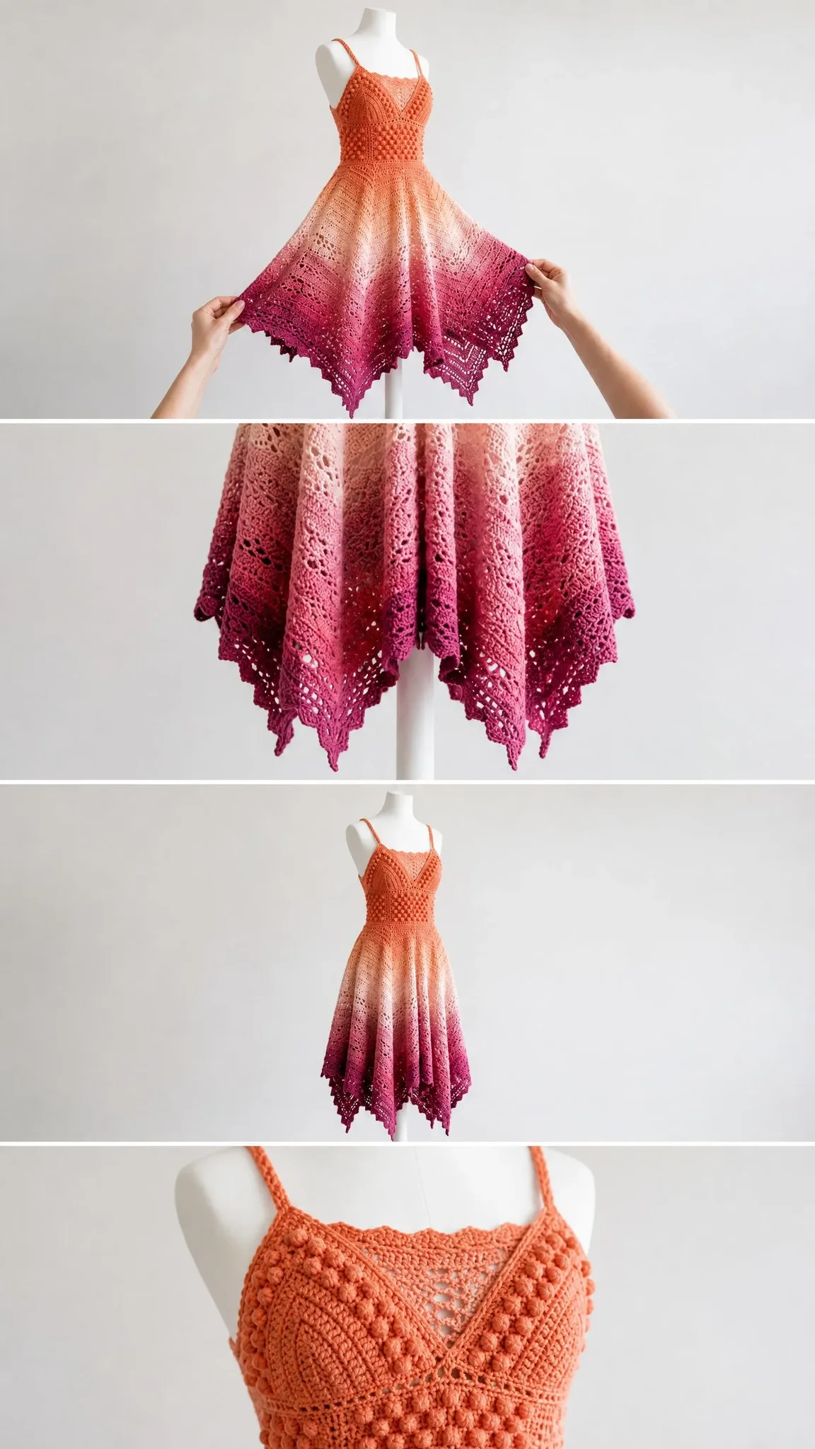 Sunset Gradient Fairy Dress Free Crochet Pattern