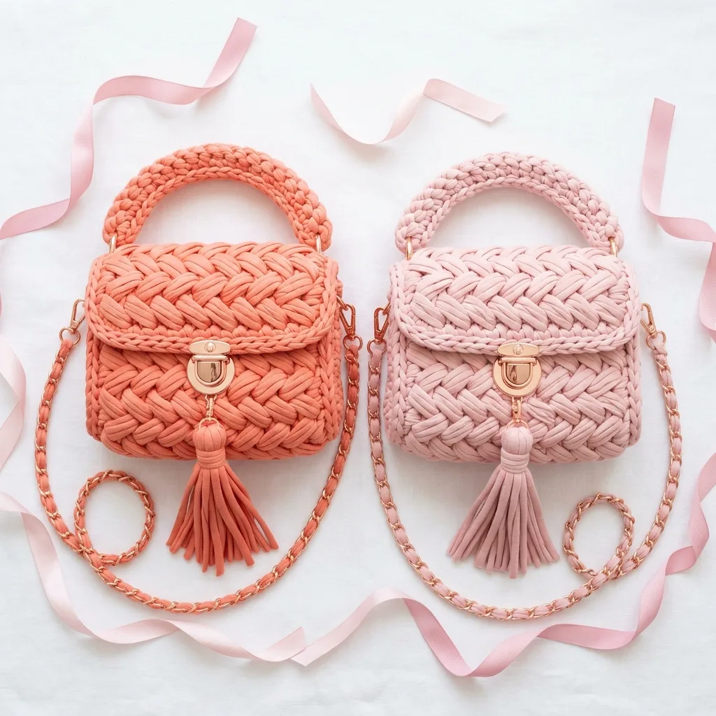 Sunset Peach Woven Crochet Clutch Free Pattern
