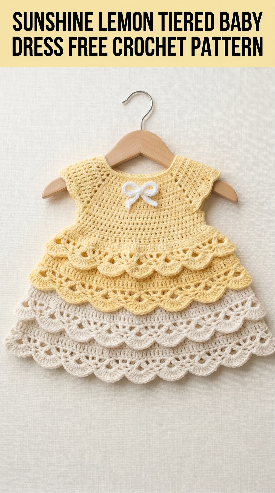 Sunshine Lemon Tiered Baby Dress Free Crochet Pattern