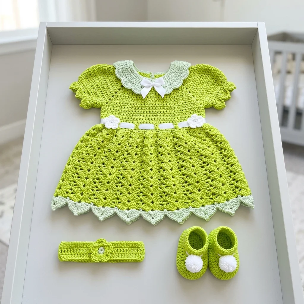 Tinkerbell Green Fairy Baby Dress Free Crochet Pattern