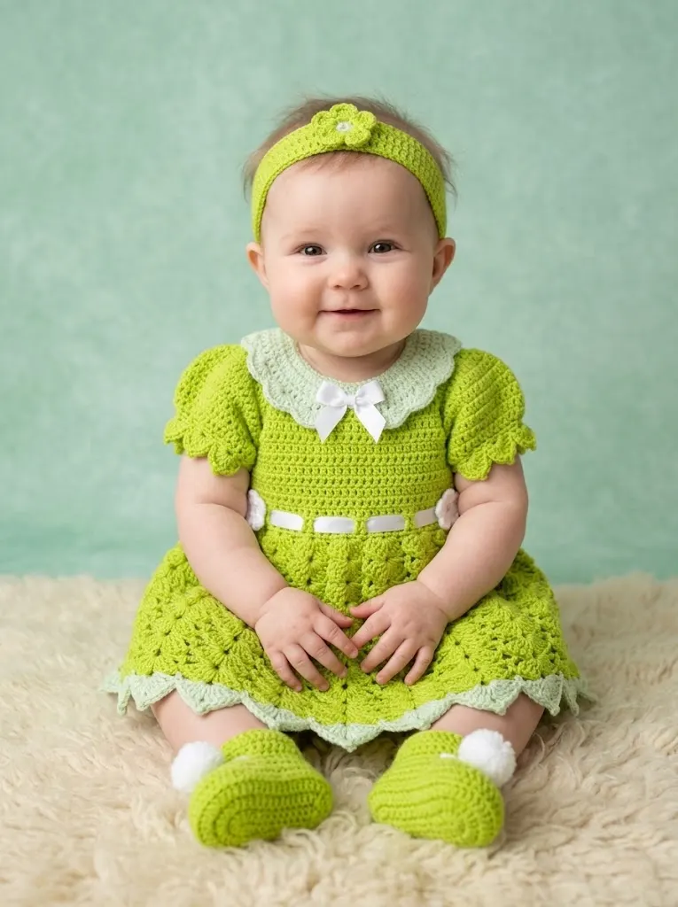 Tinkerbell Green Fairy Baby Dress Free Crochet Pattern