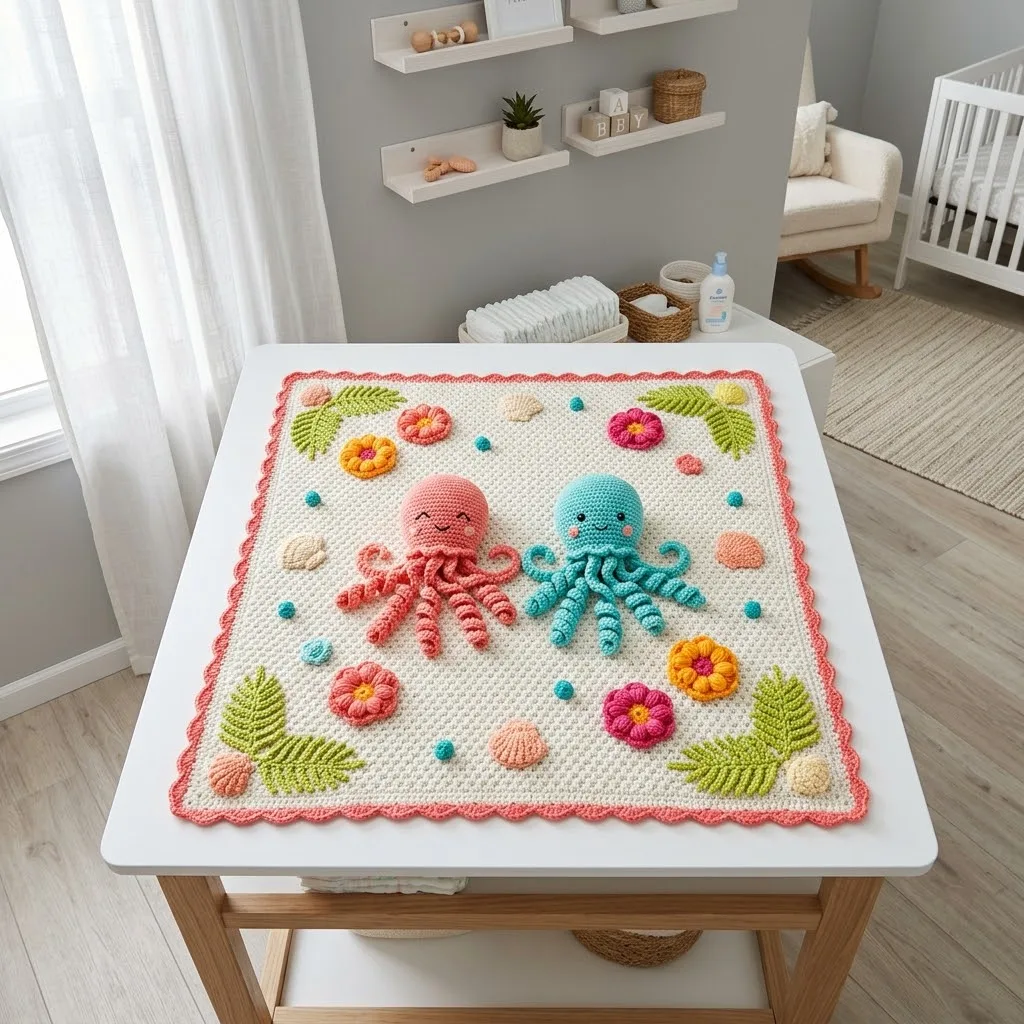 Tropical Octopus Baby Blanket Free Crochet Pattern