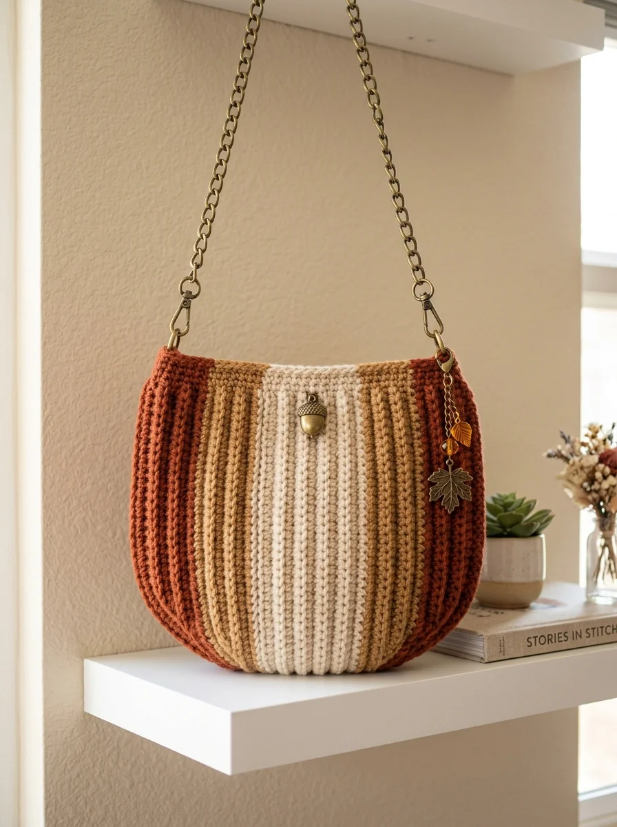 Warm Autumn Terracotta Shoulder Bag Free Crochet Pattern