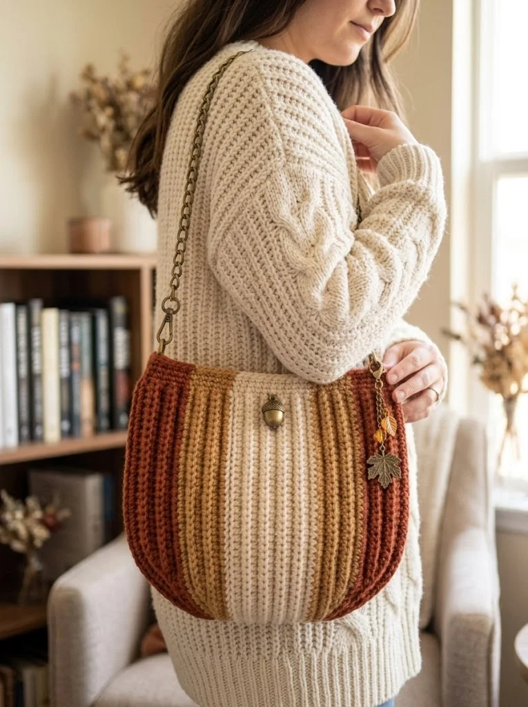 Warm Autumn Terracotta Shoulder Bag Free Crochet Pattern