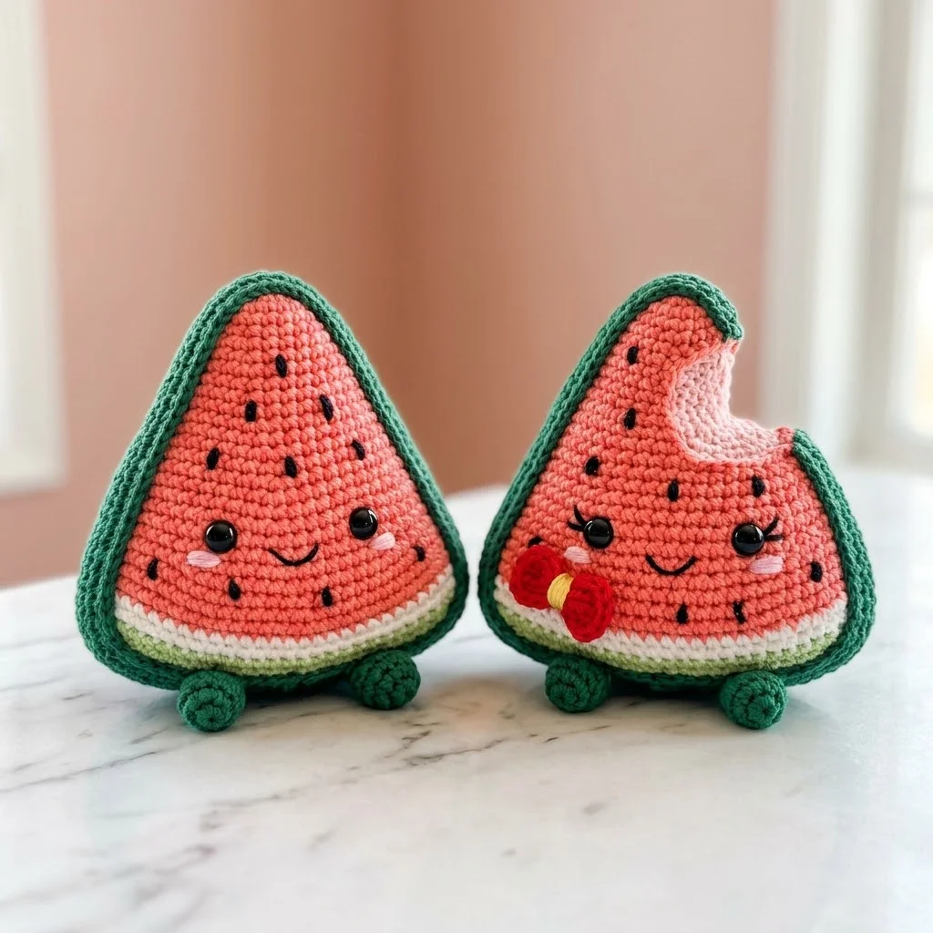 Watermelon Slice Couple Amigurumi Free Crochet Pattern