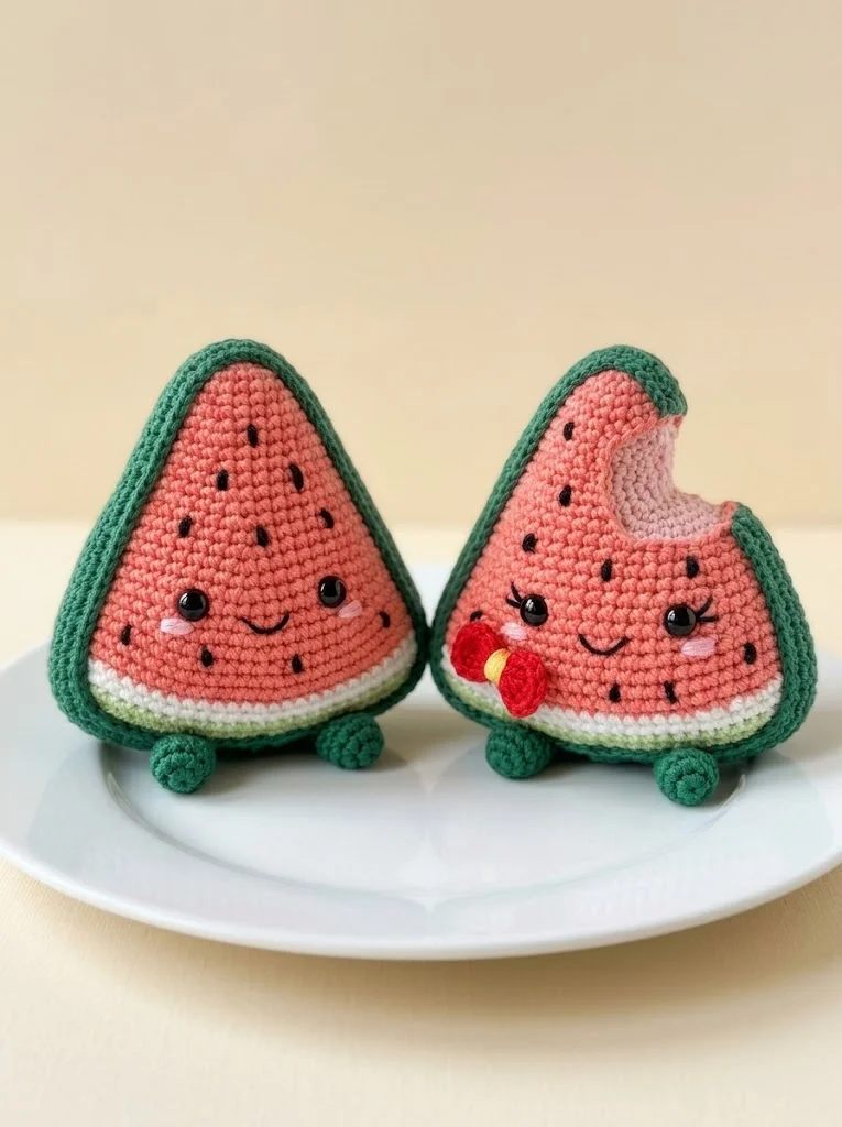 Watermelon Slice Couple Amigurumi Free Crochet Pattern
