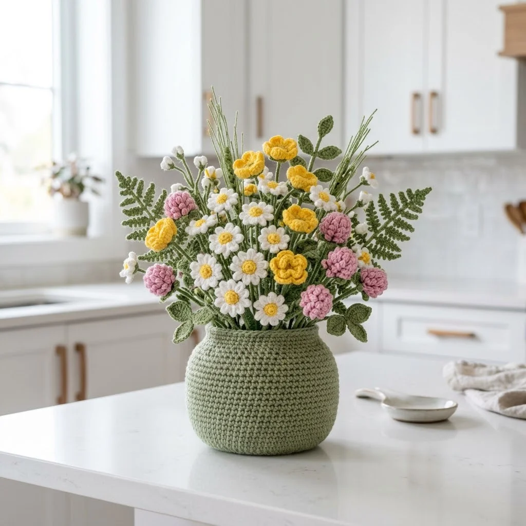 Wildflower Meadow Crochet Pot Free Crochet Pattern
