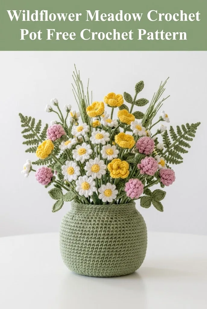 Wildflower Meadow Crochet Pot Free Crochet Pattern