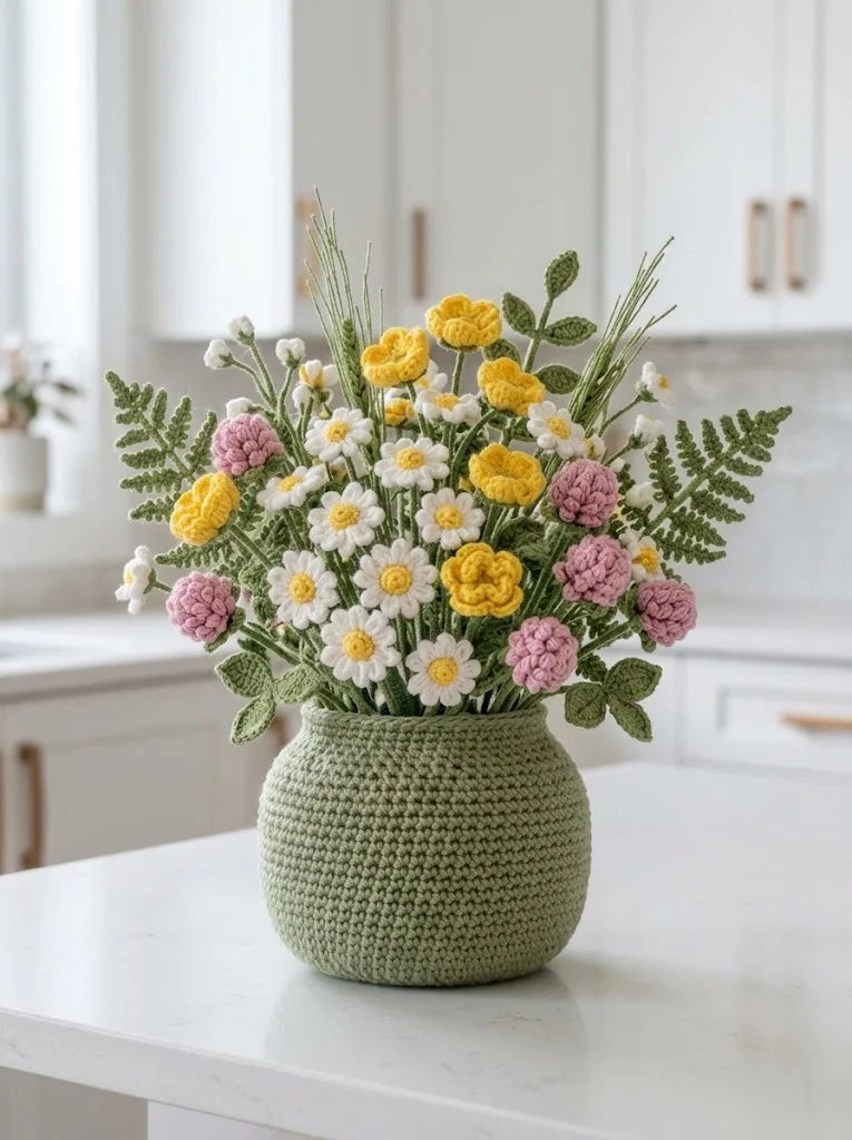 Wildflower Meadow Crochet Pot Free Crochet Pattern